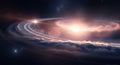 Dramatic cosmic scene of a planetary ring system glowing in space Royalty Free Stock Photo