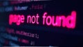Error message displayed on screen with vibrant pink text and dark background Royalty Free Stock Photo