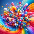 Vivid explosion of bright, swirling colors representing dynamic motion and vibrant creativity