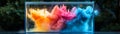 Vivid explosion of colorful powder in water, creating stunning visual patterns and dynamic movement. Perfect for artistic