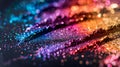 Vivid eyeshadows and eyeliners in macro photography with creative lighting on reflective surface