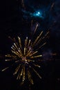 Vivid Fireworks Exploding in the Night Sky Displaying Bright Colors Royalty Free Stock Photo