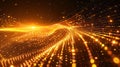 Golden Stream of Data: Abstract Network Connections with Sparkling Particles Royalty Free Stock Photo