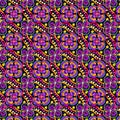 Vivid floral symmetrical repeating pattern in mauve abd yellow over black