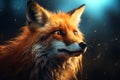 Vivid Fox closeup digital art. Generate Ai