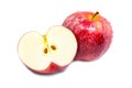 Vivid and fresh single and cut in half red apple on isolated background Royalty Free Stock Photo