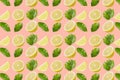 Vivid fruit pattern of fresh lemon on colourful background