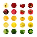 Vivid fruits and vegetables collage, blank for healthy food editions.