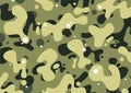 Vivid green camouflage cartoon seamless pattern, background texture.