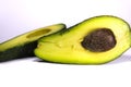 Vivid green colour avocado on a white background