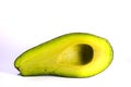 Vivid green colour avocado on a white background