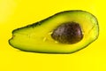 Vivid green colour avocado on a white background