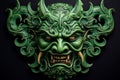 Vivid Green demon face eyes. Generate Ai