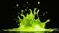 Vivid Green Liquid Splash on Black Background Royalty Free Stock Photo