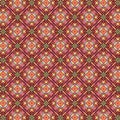 Vivid hand-painted pink and peach colored diamonds and squares in a seamless plaid repeating pattern