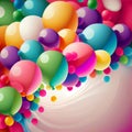 Vivid Happy Birthday Colorful Background with Balloons. Generative AI