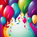 Vivid Happy Birthday Colorful Background with Balloons. Generative AI