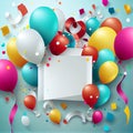 Vivid Happy Birthday Colorful Background with Balloons. Generative AI