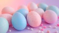 Vivid holographic neon Easter on a glossy gradient fluid background. Pink color tone. Generated AI