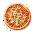 Vivid Hyperrealistic Pizza Illustration With Detailed Character Illustrations