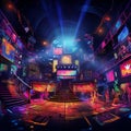 Vivid Illustration of a Cozy and Vibrant Music Venue Royalty Free Stock Photo