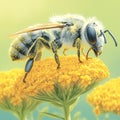 Bee on Sunflower - Nature and Wildlife Stock Photo Royalty Free Stock Photo