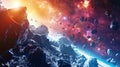 Space Traveler in a Colorful Asteroid Field