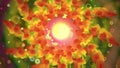 Vivid kaleidoscope flowers with glowing mesmerizing shapes trippy loop