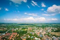 Vivid lanscape view with city town and blue sky cloud at Thailand