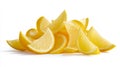 Vivid lemon slices on solid white background. AI image Royalty Free Stock Photo