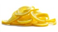 Vivid lemon slices on solid white background. AI image Royalty Free Stock Photo