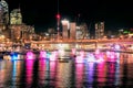 VIVID Light and Water Fountain Show at Darling Harbour, Sydney, Australia Royalty Free Stock Photo