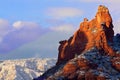 Lizard Rock after a snowstorm in Sedona, Arizona. Royalty Free Stock Photo