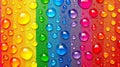 Vivid macro background showcasing colorful water droplets glistening on a wet surface