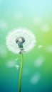 Vivid Macro Shot of a Lone Dandelion Seed Against a Soft-Focus Emerald Background