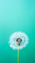 Vivid Macro Shot of a Lone Dandelion Seed Against a Soft-Focus Emerald Background