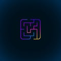Vivid maze labyrinth game logo design