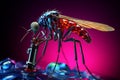 Vivid Mosquito macro colorful. Generate Ai