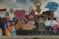 Vivid mural painted by childs representing the diversity of Indonesia.