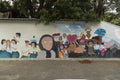 Vivid mural painted by childs representing the diversity of Indonesia.