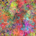 Vivid neon abstract blurred paint seamless pattern of random mixed various geometric spots, blots and splashes