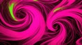 Vivid neon pink and green swirls dance across a dark backdrop, creating a mesmerizing abstract landscape that evokes a