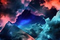 Vivid Neonlit Clouds Create A Striking Geometric Frame Against The Night Sky Royalty Free Stock Photo