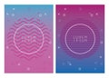 Vivid paint blue and pink color with circular frame background