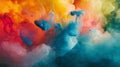 Vivid paint swirls in water creating colorful abstract patterns