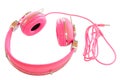 Vivid pink colorful wired headphones