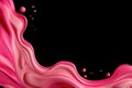 Vivid pink liquid flows on a black background, perfect for energetic and youthful design themes, cosmetic advertising