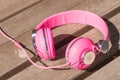 Vivid pink wired headphones