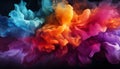 Vivid plumes of orange, blue, purple, and red smoke intertwine, creating a captivating dance of colors against a dark backdrop Royalty Free Stock Photo