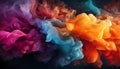 Vivid plumes of orange, blue, purple, and red smoke intertwine, creating a captivating dance of colors against a dark backdrop Royalty Free Stock Photo